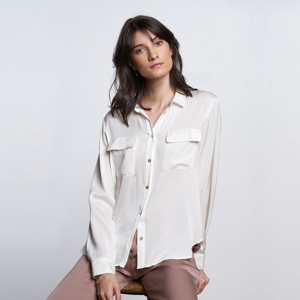 Monte Carlo Double Pocket Shirt - Nouvelle White