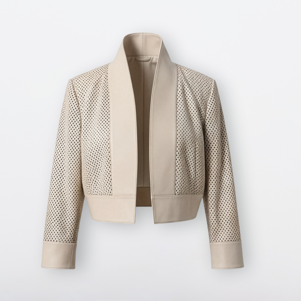 Porto Perforated Lambskin Jacket - Nouvelle White