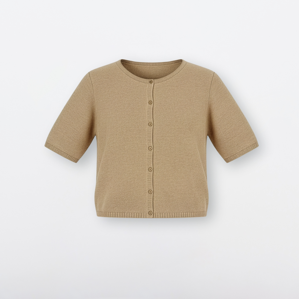 Cortado Short Sleeve Cashmere Cardigan - Bone