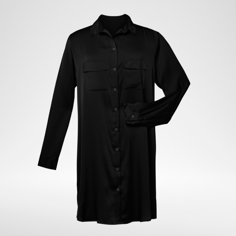 Sicily Double Pocket Shirt Dress - Noir